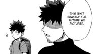 Kafka speaking to his younger self as seen in Kaiju No. 8 chapter 127 (Image credit: Shueisha)